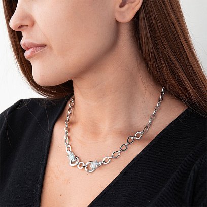 Колье "Пантера" в белом золоте (фианиты) кол02039 №2