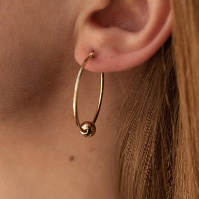 Серьги - кольца Гармония в желтом золоте с07315 №4