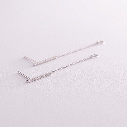 Золотые серьги - пусеты с бриллиантами сб0433ca №5