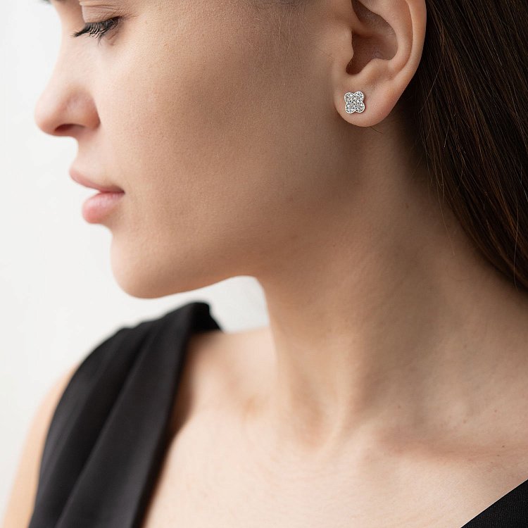 Золоті сережки-пусети "Конюшина" с05354 від ювелірного магазину Онікс - 1