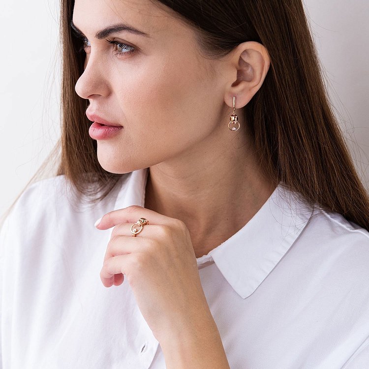 Кольцо "Пантера" в красном золоте (фианиты) к06842 от ювелирного магазина Оникс - 2