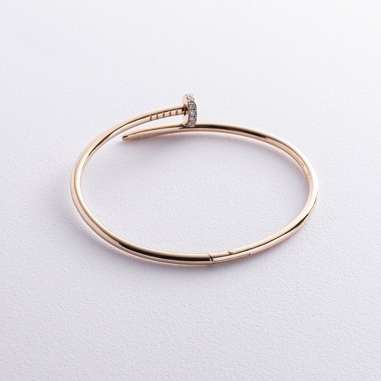 Жесткий золотой браслет "Гвоздь" (бриллианты) бб0035м от ювелирного магазина Оникс - 4