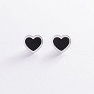 Серебряные серьги - пусеты "Сердечки" (эмаль) OR131110 от ювелирного магазина Оникс