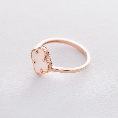 Золота каблучка "Конюшина" (перламутр) к06327 №4