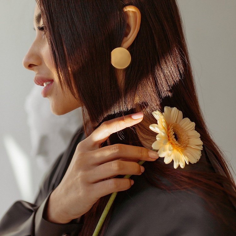 Серьги "Большие кометы" в желтом золоте с06324 от ювелирного магазина Оникс - 11