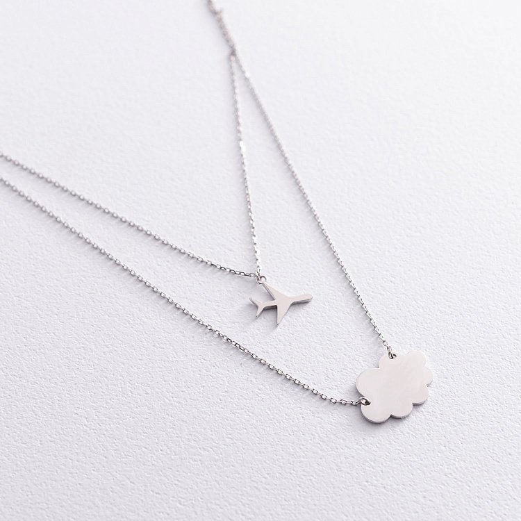 Кольє "Політ над хмарами" в білому золоті (можливе гравіювання) кол01931 від ювелірного магазину Онікс