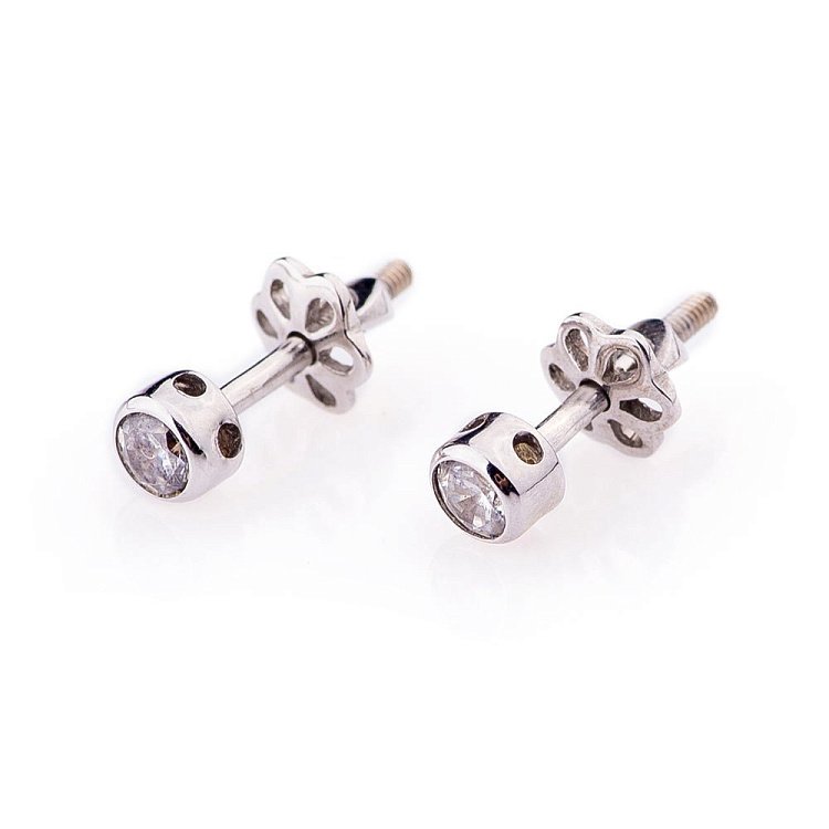 Золотые серьги-пусеты с фианитами 3мм с04062 от ювелирного магазина Оникс