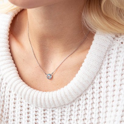 Кольє із блакитним топазом в сріблі 18830 №2