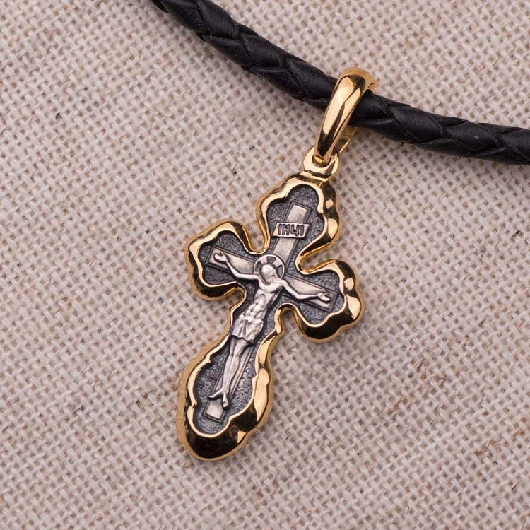 Серебряный крестик "Распятие. Спаси и Сохрани" 131970 от ювелирного магазина Оникс - 2