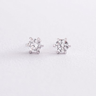 Золотые серьги - пусеты с бриллиантами 316601121 №3