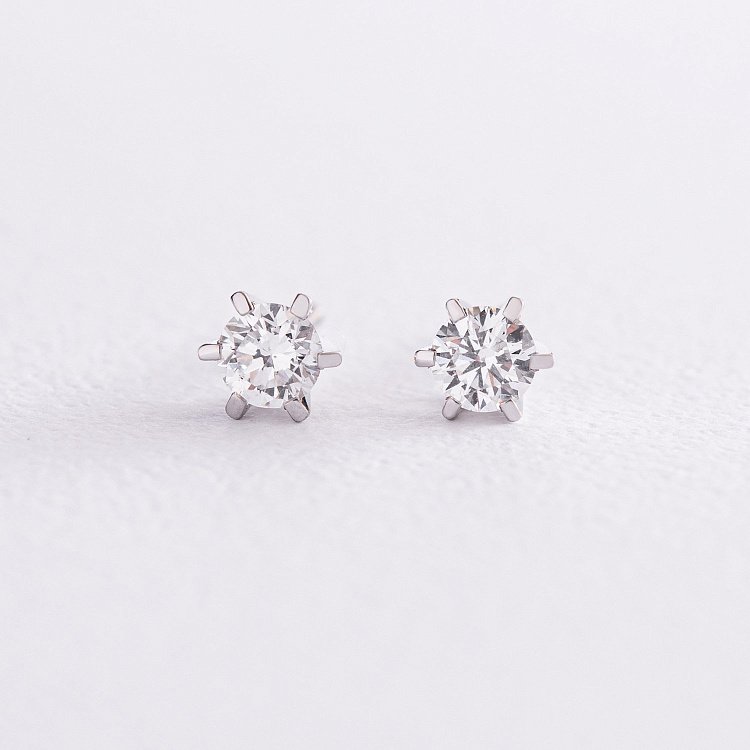 Золотые серьги - пусеты с бриллиантами 316601121 от ювелирного магазина Оникс - 2