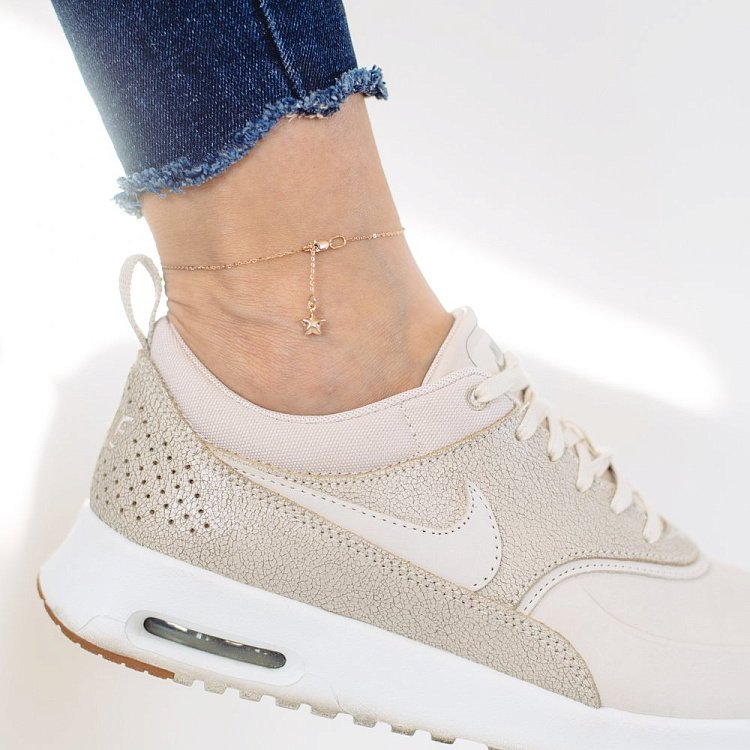 Золотий браслет на ногу "Зірка" б03605 від ювелірного магазину Онікс - 4