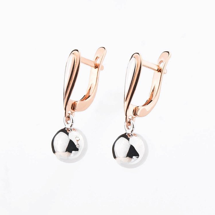 Золоті сережки "Шарик" на англійській застібці с04746 від ювелірного магазину Онікс