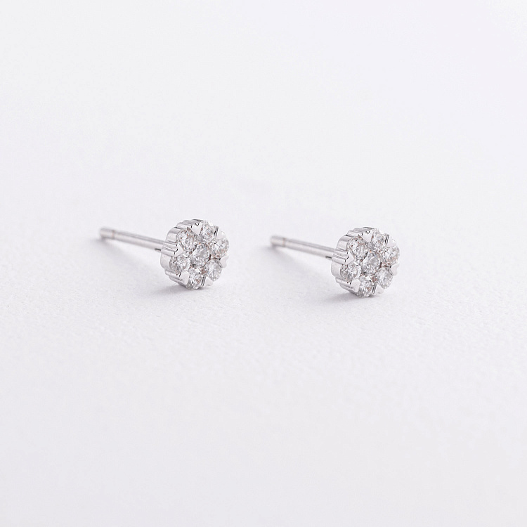 Золоті сережки - пусети "Квіточки" з діамантами сб0669ca від ювелірного магазину Онікс