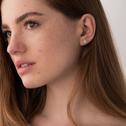 Сережки-пусети "Конюшина" в жовтому золоті с05619 №7