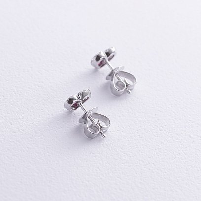 Золоті сережки - пусети "Сердечки" (діаманти, рубіни) сб0524cha №5