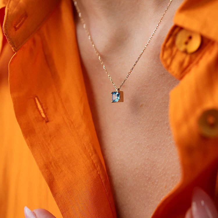 Золоте кольє "Альма" (блакитний фіаніт) кол02369 від ювелірного магазину Онікс - 5