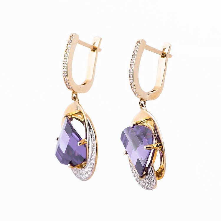 Золоті сережки з фіанітами с04002 від ювелірного магазину Онікс - 8