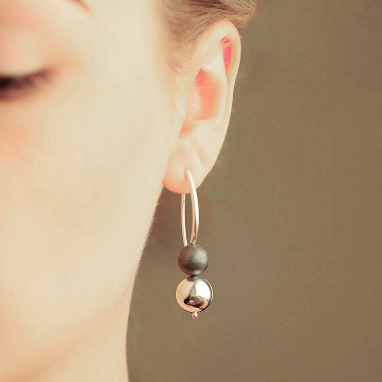 Срібні сережки кульки (чорніння) 12034 від ювелірного магазину Онікс - 2