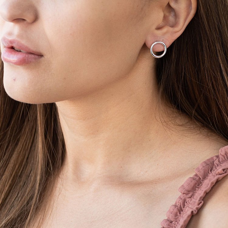 Срібні сережки "Кругообіг" 1.4 см 122491 від ювелірного магазину Онікс - 11