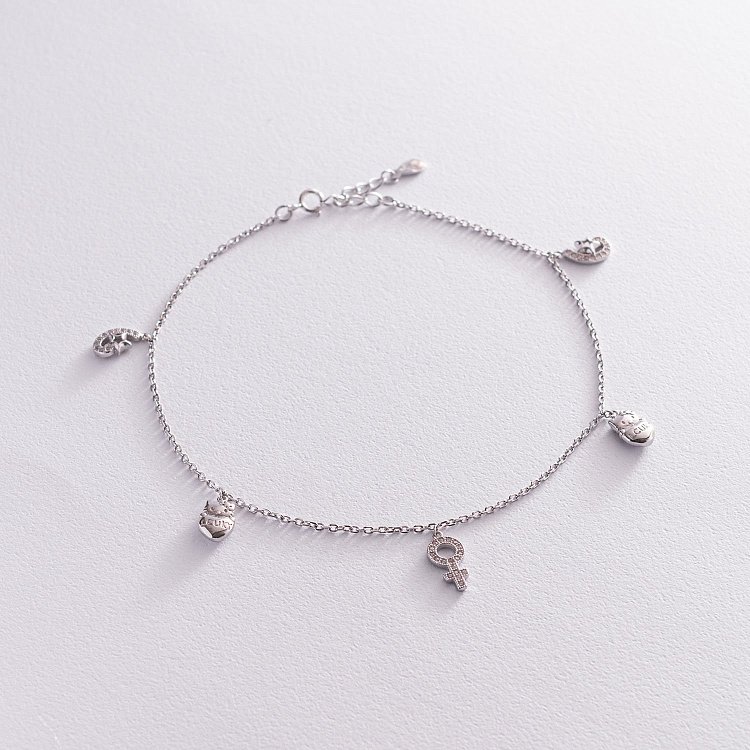 Срібний браслет на ногу з фіанітами 14979 від ювелірного магазину Онікс