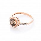 Золотое кольцо с дымчатым кварцем и фианитами к04627 от ювелирного магазина Оникс - 6