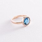 Золотое кольцо с белыми и синими фианитами к06831 от ювелирного магазина Оникс
