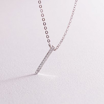 Срібне кольє "Мить" з фіанітами 181175 №5