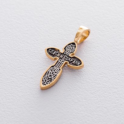 Срібний хрест "Розп'яття" з позолотою 132350 №2