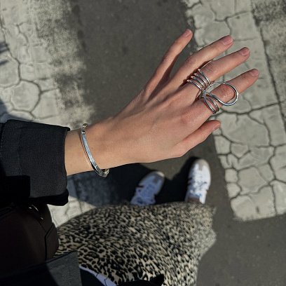 Жорсткий срібний браслет 141679 №9