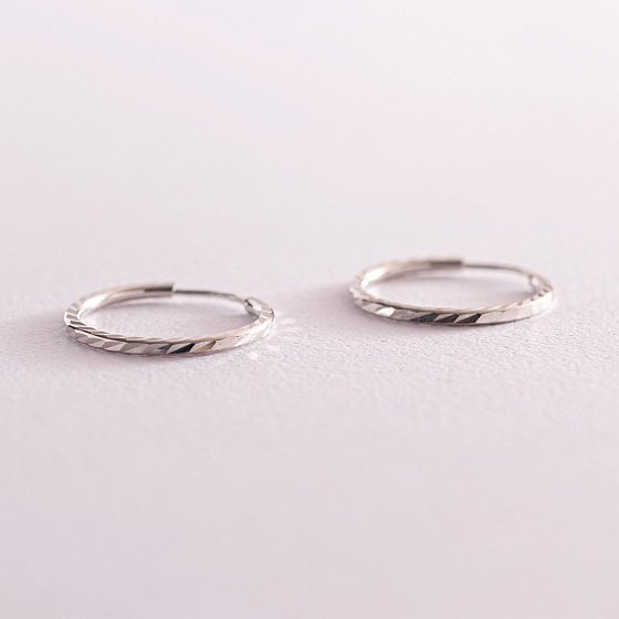 Серьги - кольца в белом золоте (1.8 см) с07797 №3