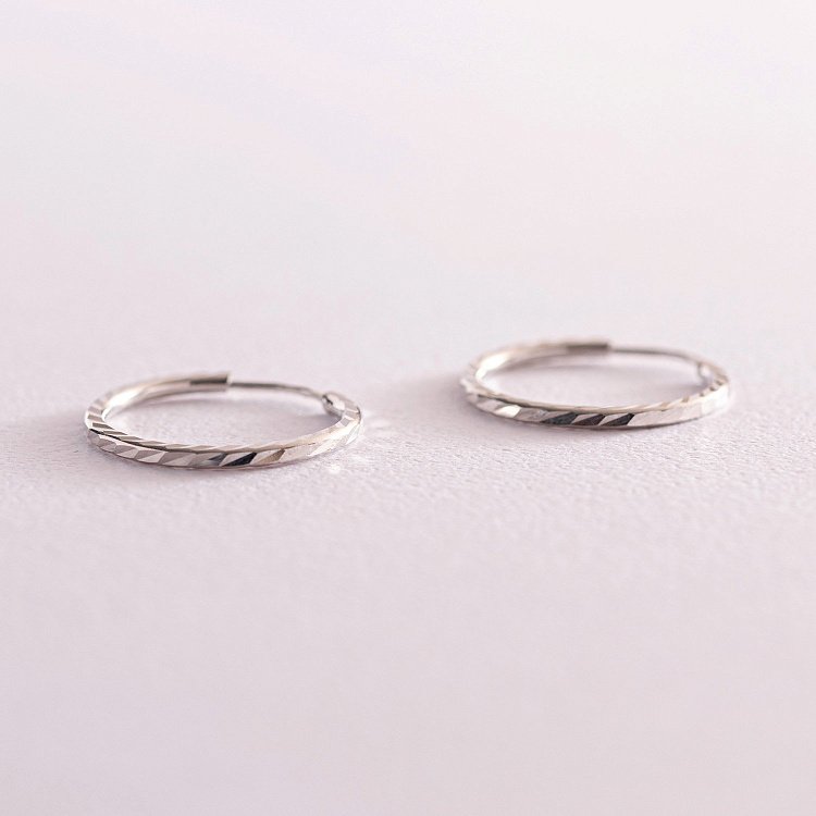 Серьги - кольца в белом золоте (1.8 см) с07797 от ювелирного магазина Оникс - 2