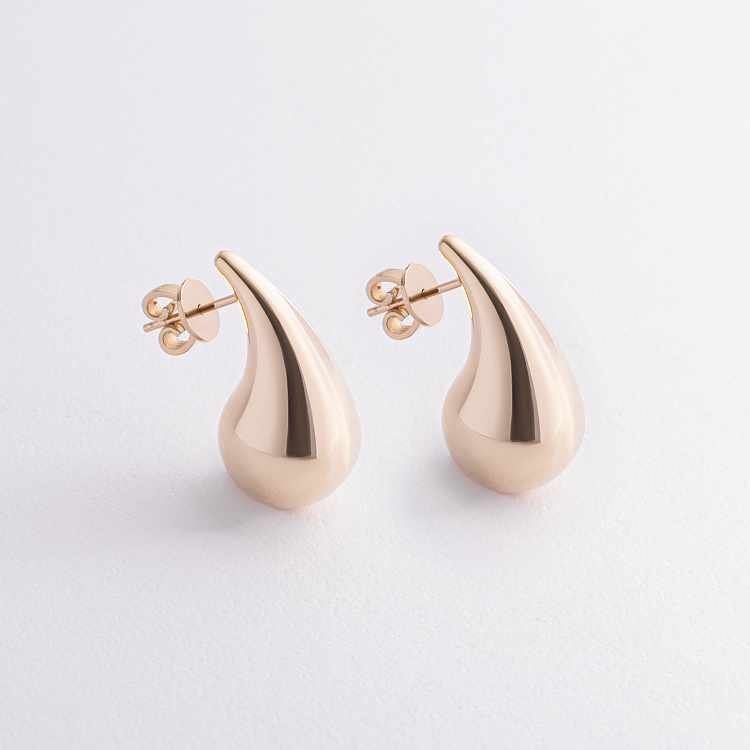 Серьги - пусеты "Megan" в желтом золоте с09471 от ювелирного магазина Оникс