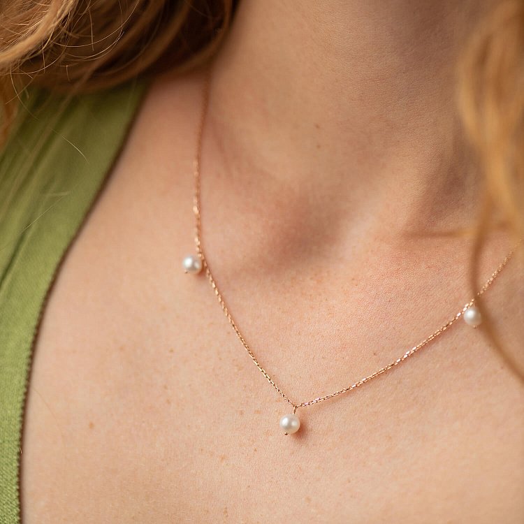 Колье с жемчугом (красное золото) кол02398 от ювелирного магазина Оникс - 6