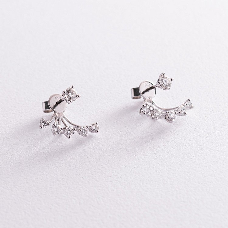 Золоті сережки - джекети з діамантами сб0362nl від ювелірного магазину Онікс - 3