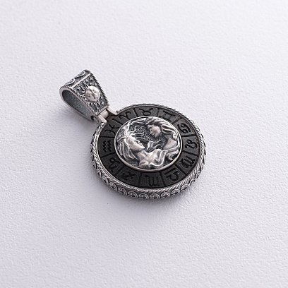 Срібний кулон "Знак зодіаку Близнюки" з ебеном 1041близнюки №7