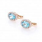 Золотое кольцо с голубым топазом и фианитами к04645 от ювелирного магазина Оникс - 5