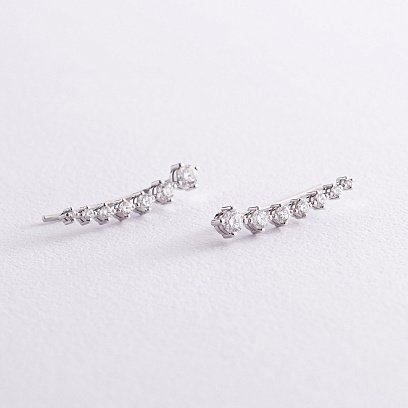 Золотые серьги - клаймберы (бриллианты) 321141121 №2