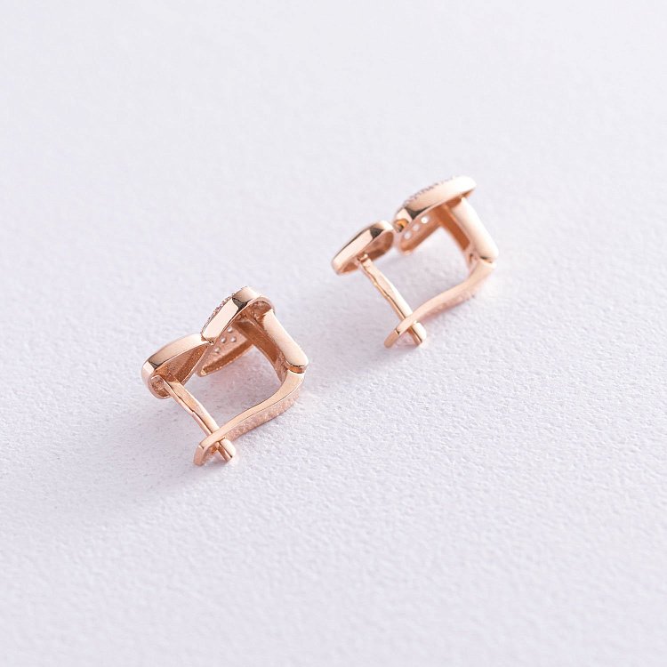 Золотые серьги с фианитами с06576 от ювелирного магазина Оникс - 2