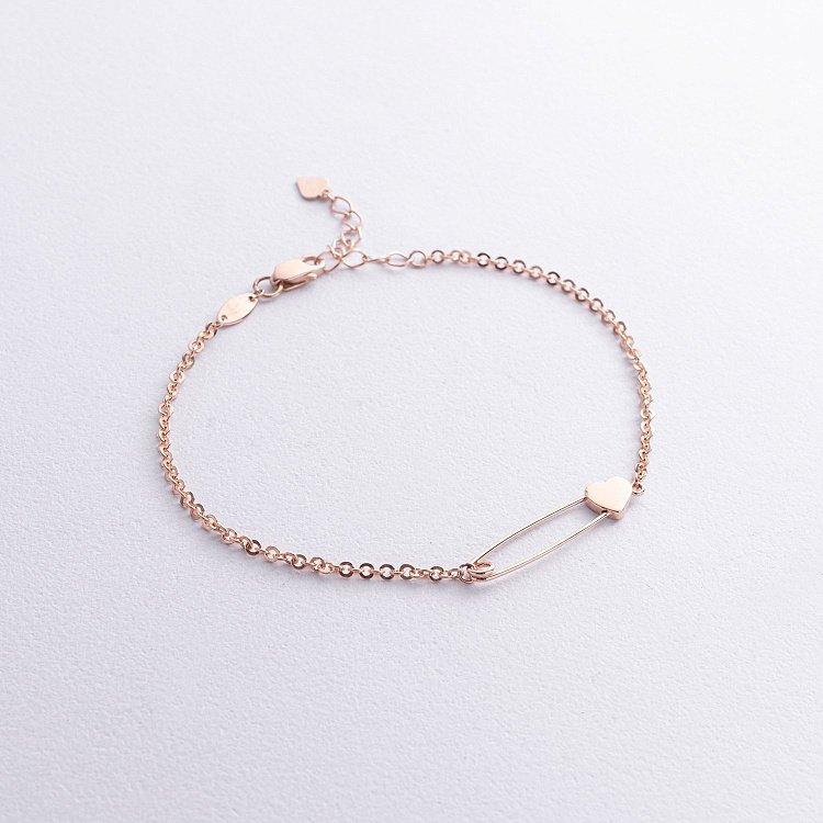 Браслет "Шпилька із сердечком" у червоному золоті б05447 від ювелірного магазину Онікс