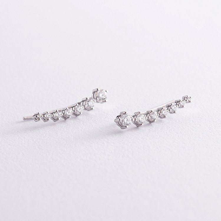 Золотые серьги - клаймберы (бриллианты) 321141121 от ювелирного магазина Оникс - 1