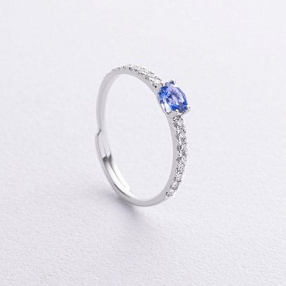 Золота каблучка з діамантами і сапфіром кб0570lg