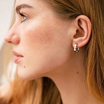 Серьги из белого золота на английской застежке с06387 №2