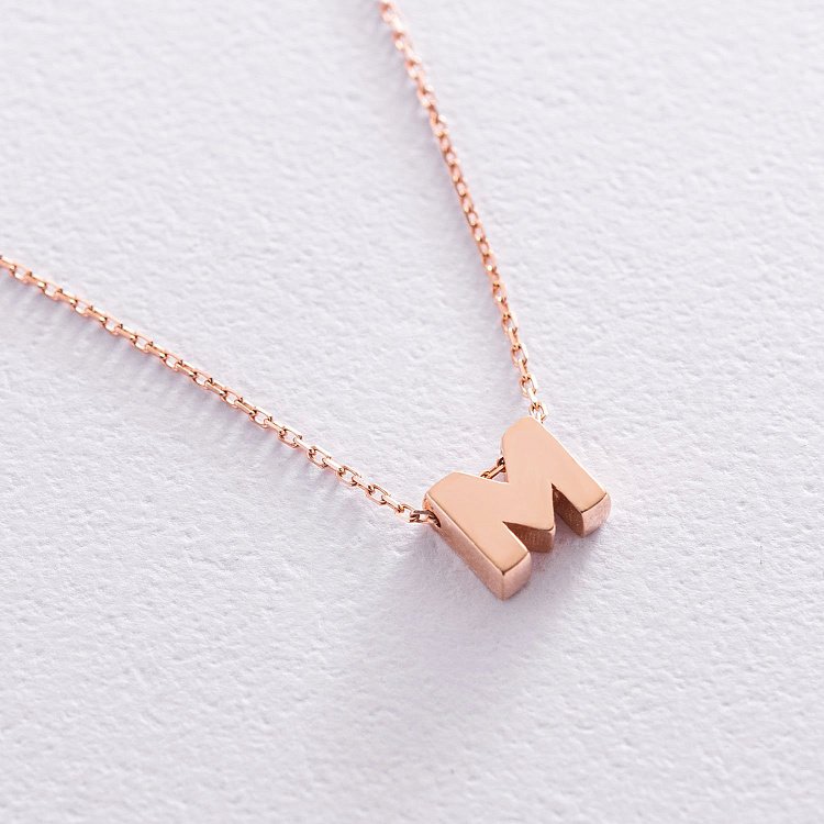 Кольє з буквою "М" в червоному золоті кол01256М від ювелірного магазину Онікс - 4