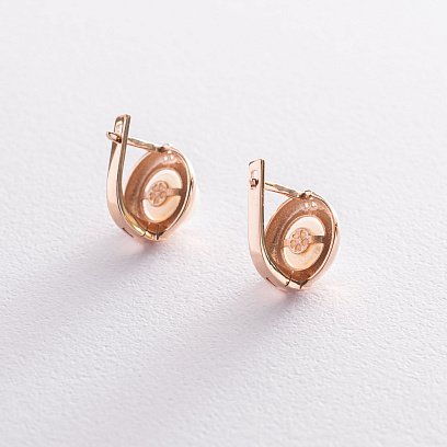 Золоті сережки (перли, фіаніти) с06848 №3