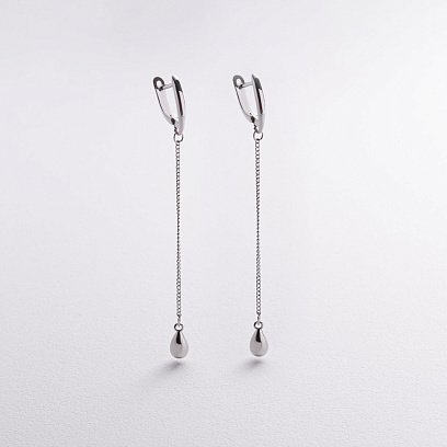 Серебряные серьги "Капельки на цепочке" 123480