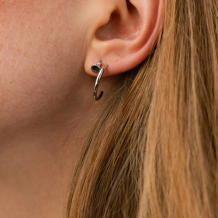 Серьги - пусеты "Гвоздь" в белом золоте (фианиты) с09173 от ювелирного магазина Оникс - 3