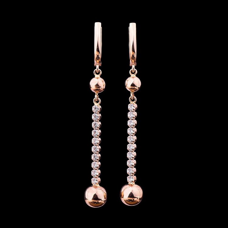 Золоті сережки "Кульки" (фіаніти) с02595 від ювелірного магазину Онікс - 1