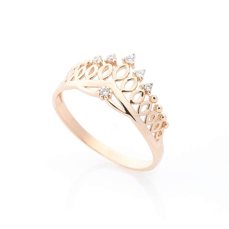 Золотое кольцо "Корона" с фианитами к05524 от ювелирного магазина Оникс