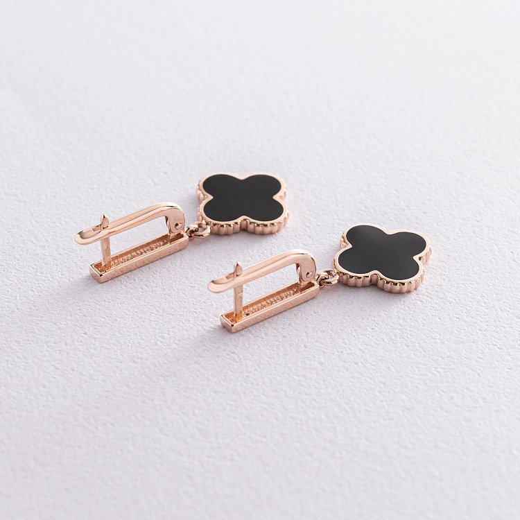 Золоті сережки "Конюшина" (емаль) 400267E від ювелірного магазину Онікс - 3